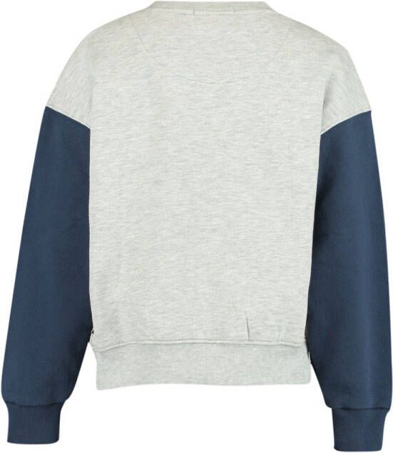 America Today Junior sweater Shazz Jr met printopdruk grijs melange/donkerblauw