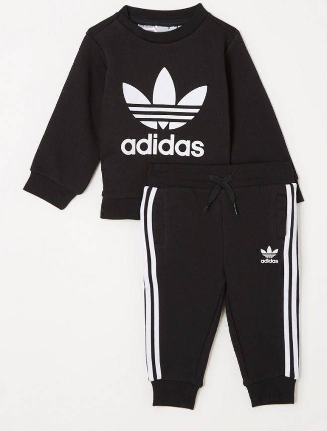 adidas Originals Logo Crew Trainingspak Baby's Black/White/White Kind