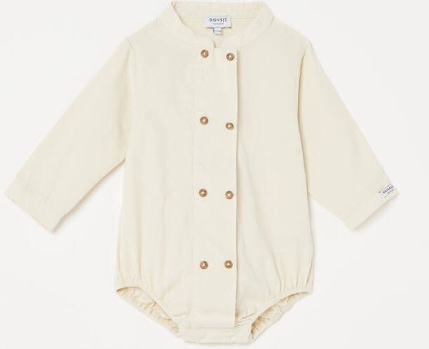 Donsje Amsterdam Jaap romper van biologisch katoen met sierknopen