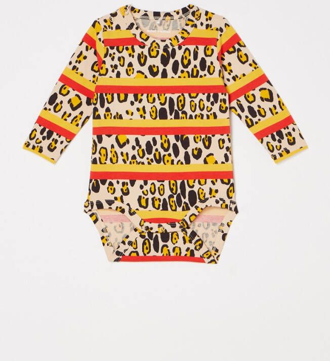 Mini Rodini Leopard Stripe romper van biologisch katoen met panterprint