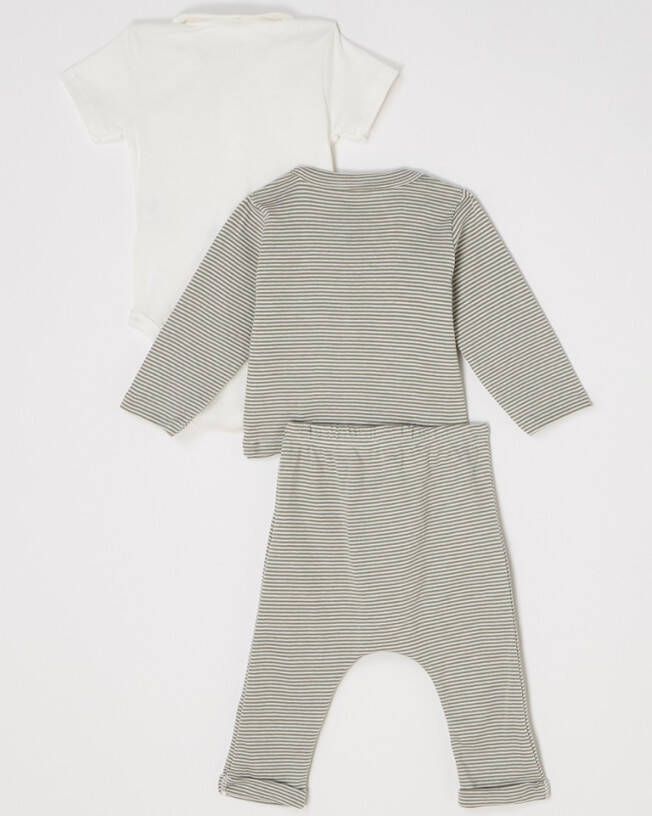 Petit Bateau Babyset met longsleeve en babybroek en romper 3 delig