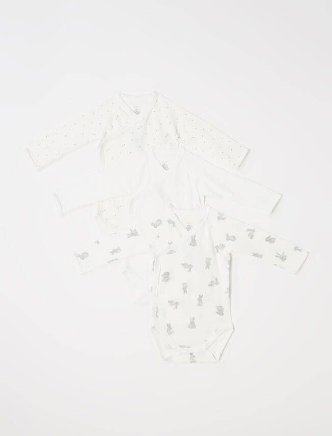 Petit Bateau Babykleding 3 Bodies Naiss Ml Wit