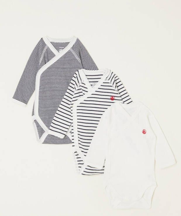 PETIT BATEAU Set van 3 rompertjes met sluiting opzij