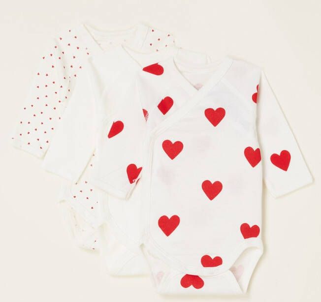 Petit Bateau Babykleding 3 Bodies Naiss ML Rood