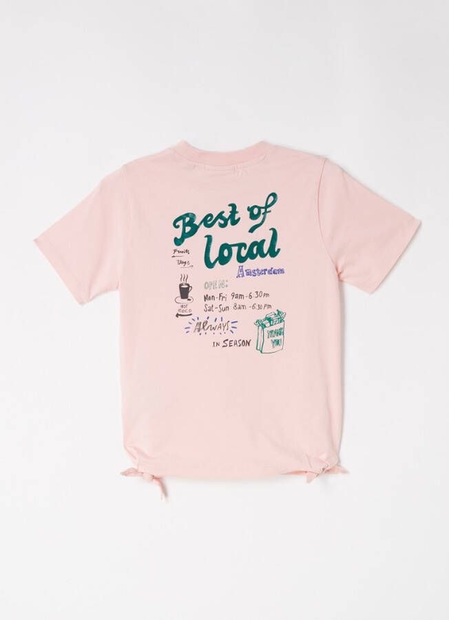 Scotch & Soda T shirt van biologisch katoen met artwork en geknoopte zoom