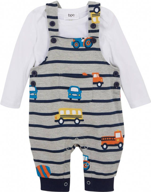 bonprix Baby rompertje met lange mouwen en sweat tuinbroek(2 dlg. set)met biologisch katoen
