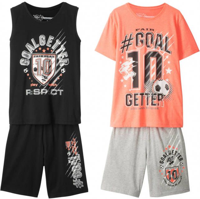 bonprix Jongens T shirt, tanktop en bermuda's(4 dlg. set )