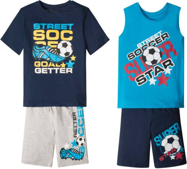 bonprix Jongens T shirt, tanktop en bermuda's(4 dlg. set )