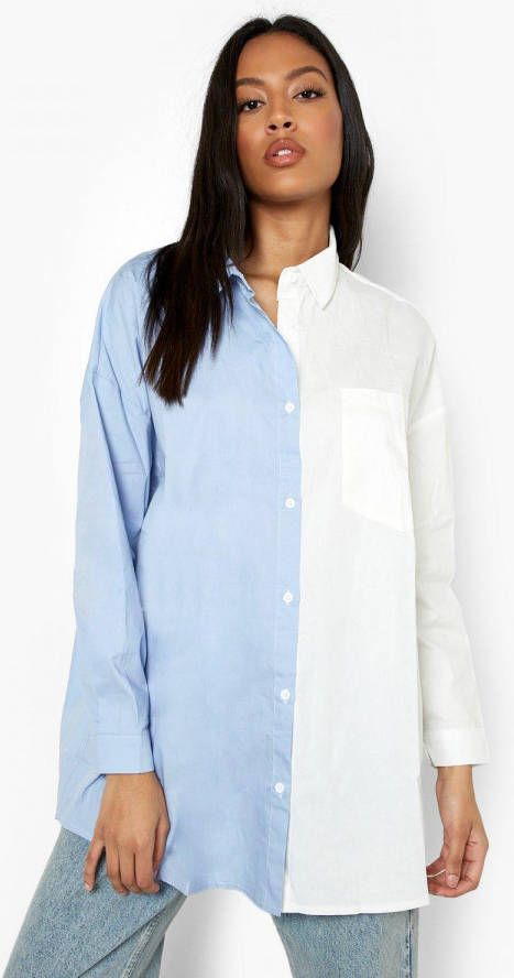 boohoo Tall Oversized Gesplitste Blouse, Baby Blue