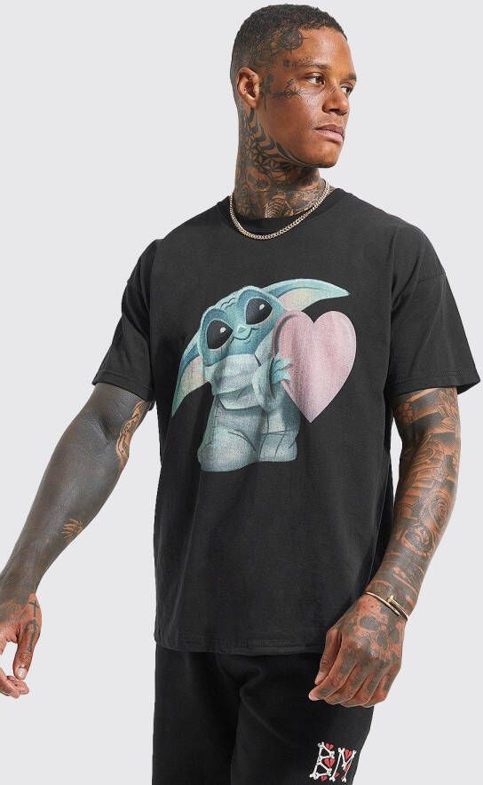 boohoo Valentijns Baby Yoda T Shirt, Black