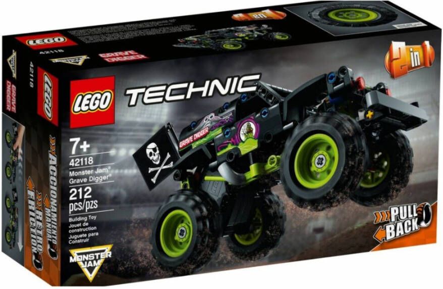 Lego 42118 Technic Monster Jam Grave Digger Monster Truck Speelgoed naar Off Road Pull back Buggy 2in1 Creatief Speelgoed