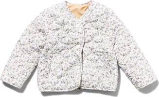 HEMA Baby Jas Omkeerbaar Gevoerd Bloemen Roze(roze )