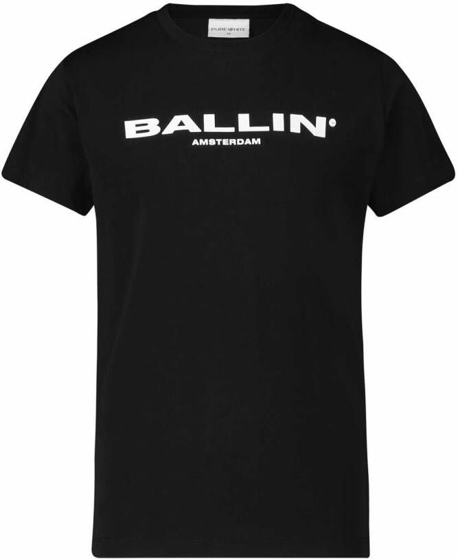 Ballin Amsterdam ! Jongens Shirt Korte Mouw Maat 164 Zwart Katoen/elasthan