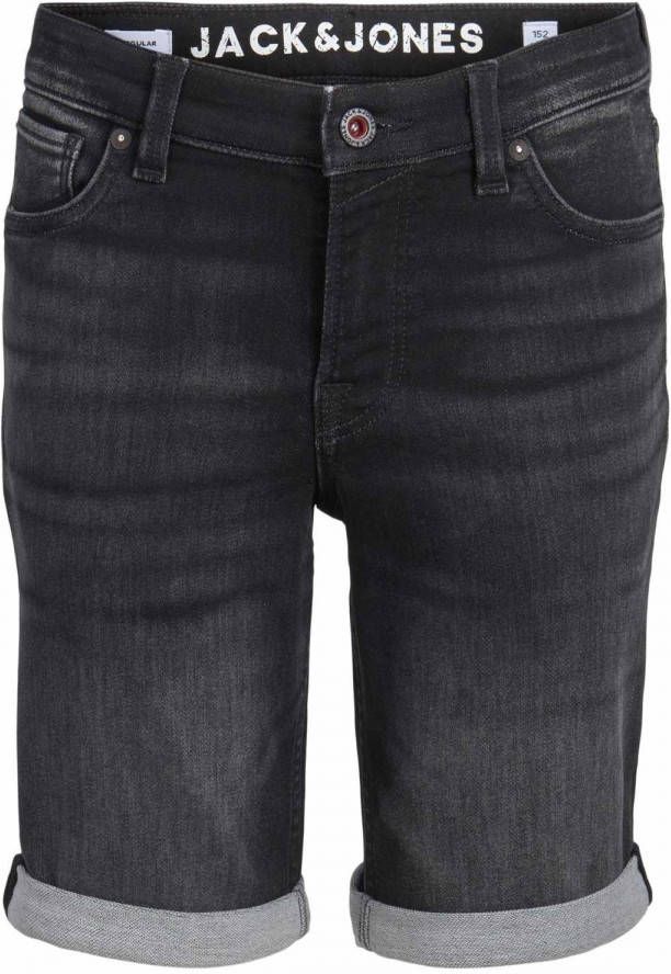 JACK & JONES JUNIOR slim fit jeans bermuda JJIRICK zwart