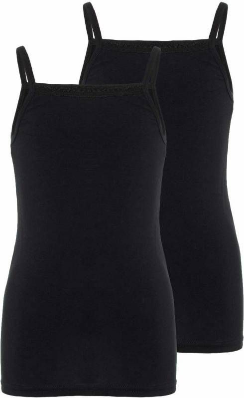 Name It! Meisjes 2-Pack Hemd Maat 152 Zwart Katoen/elasthan