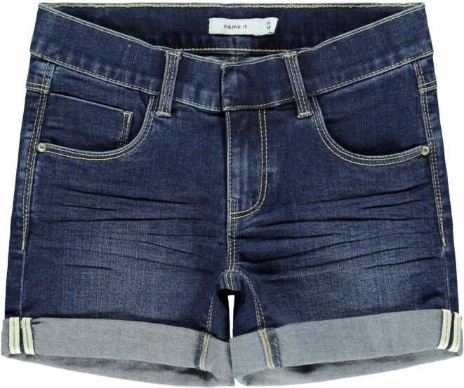 NAME IT KIDS jeans short Salli met biologisch katoen dark denim