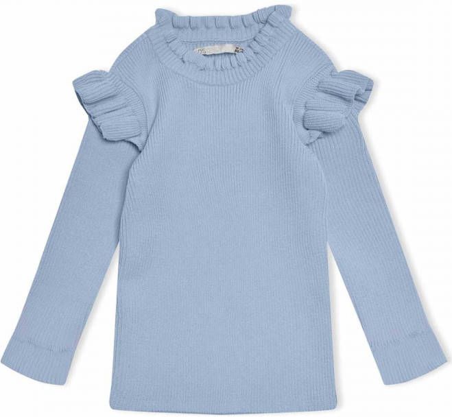 ONLY KIDS MINI ribgebreide trui KOMSALLY met ruches blauw