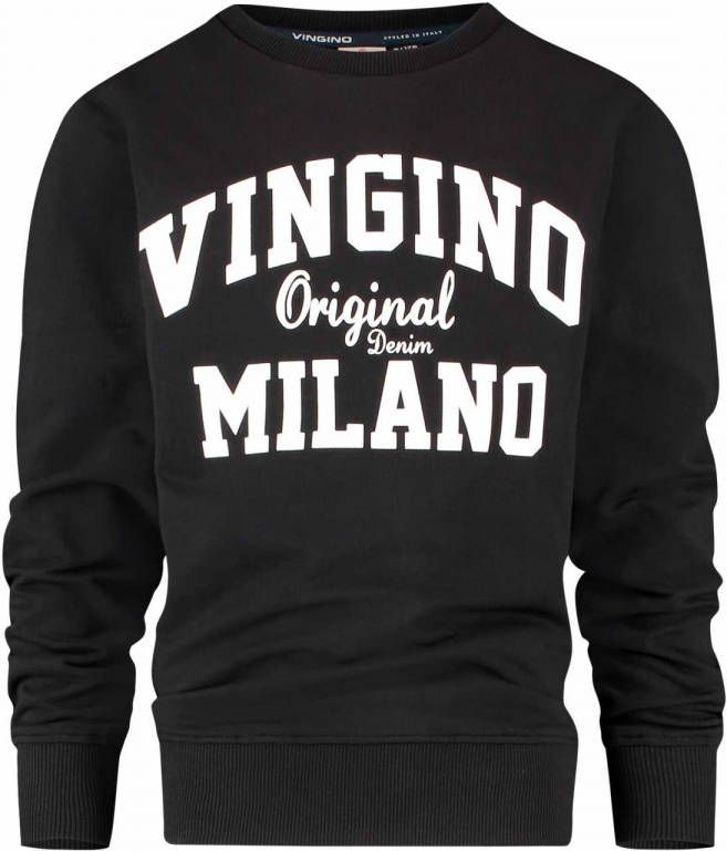 VINGINO ! Jongens Sweater -- Zwart Katoen/elasthan