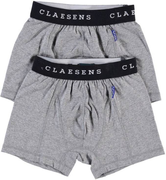 Claesen's boxershort set van 2 grijs melange/wit