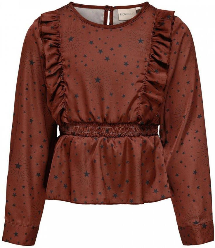 ONLY KIDS top KONMOLLY met sterren en ruches rood
