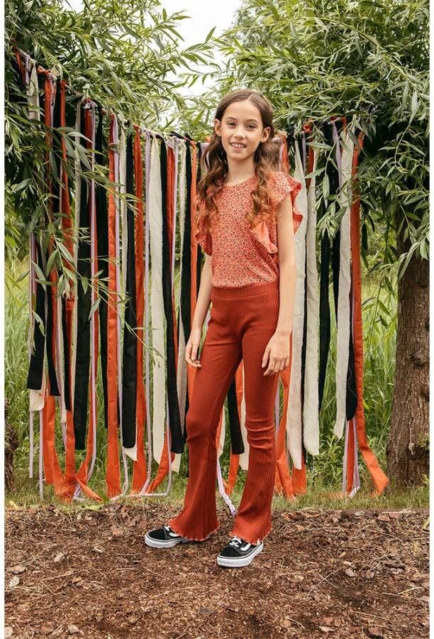Looxs Revolution Rib jersey flared pants brick voor meisjes in de kleur