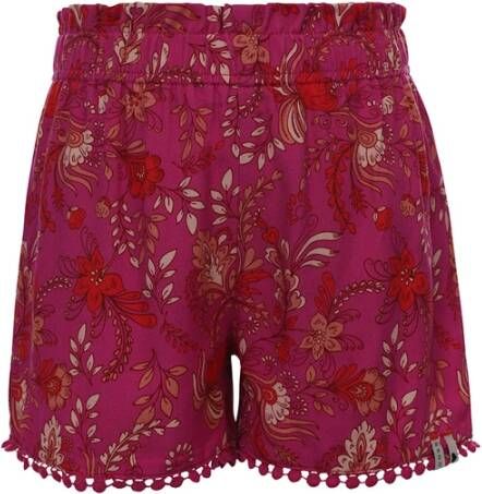 Looxs Revolution Viscose zomer short fuchsia floral little & me voor meisjes in de kleur