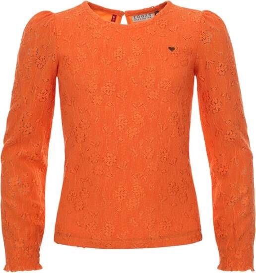 LOOXS ! Meisjes Shirt Lange Mouw -- Oranje Katoen/polyester/elasthan