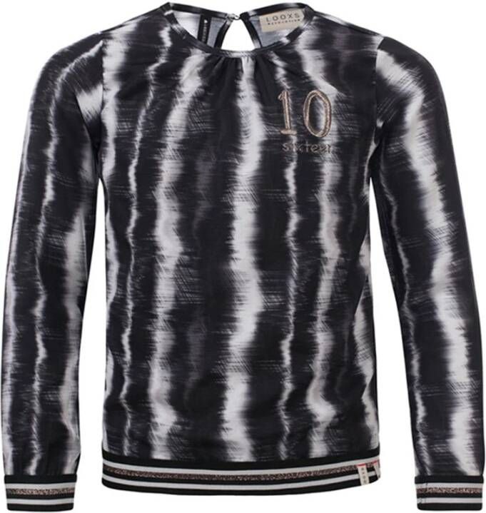 Looxs Revolution Zwart/wit blouse voor meisjes in de kleur