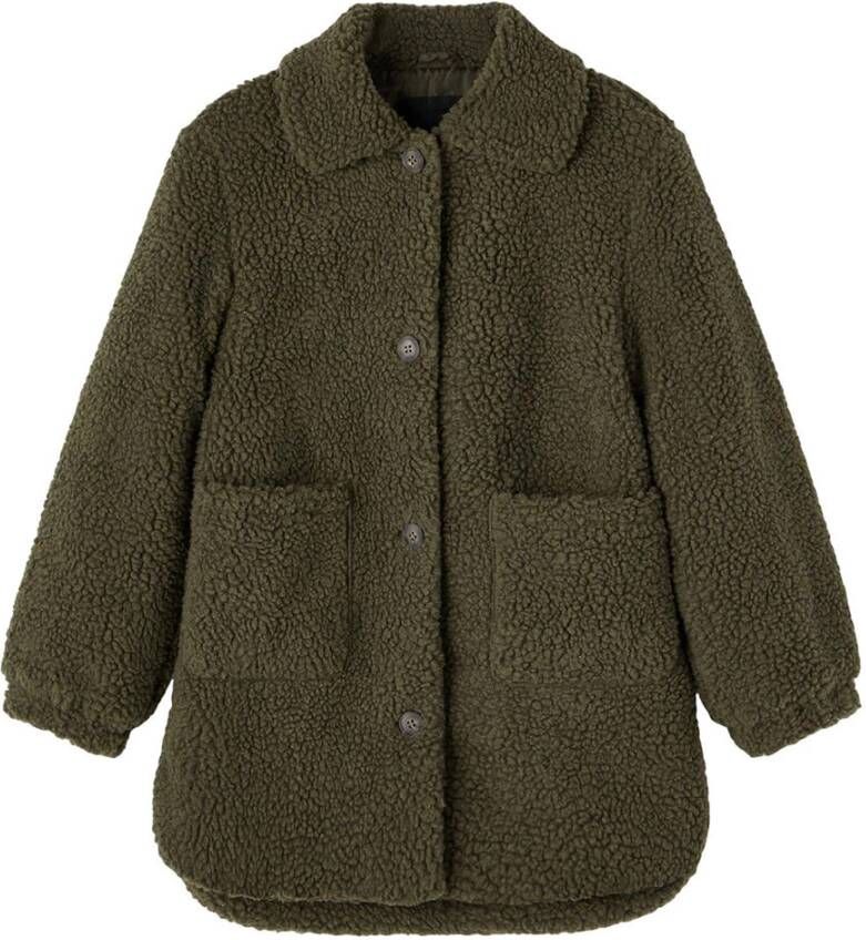 NAME IT KIDS teddy winterjas NKFMISHY groen