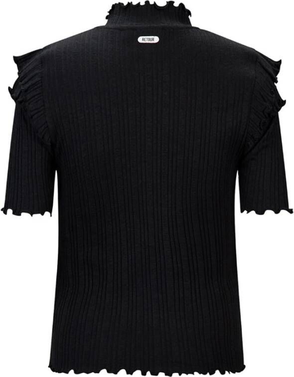 Retour Denim ! Meisjes Shirt Korte Mouw -- Zwart Katoen/modal/elasthan