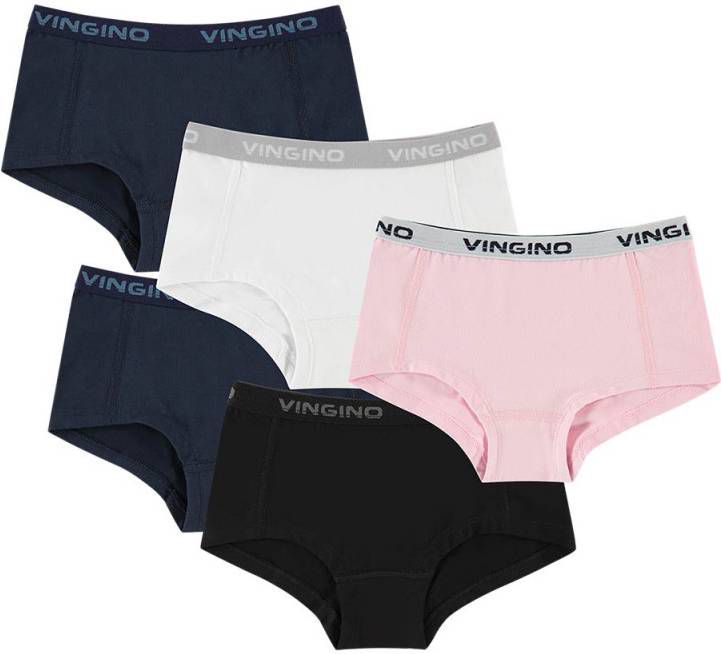 Vingino ! Meisjes 5-pack Hipster Maat 152 Diverse Kleuren Katoen/elasthan