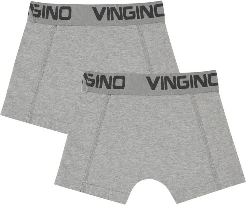 Vingino ! Jongens 2-pack Boxer Maat 140 Grijs Katoen/elasthan
