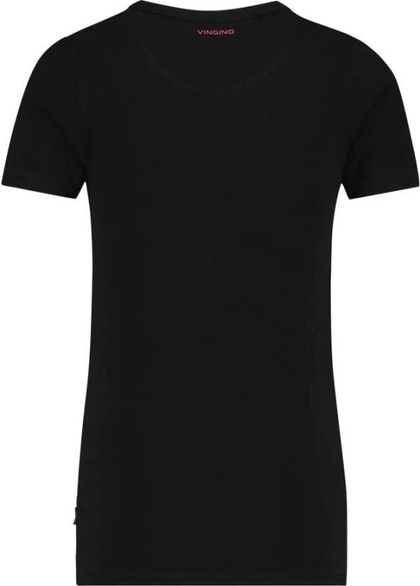 Vingino ! Jongens Shirt Korte Mouw Maat 140 Zwart Katoen/elasthan