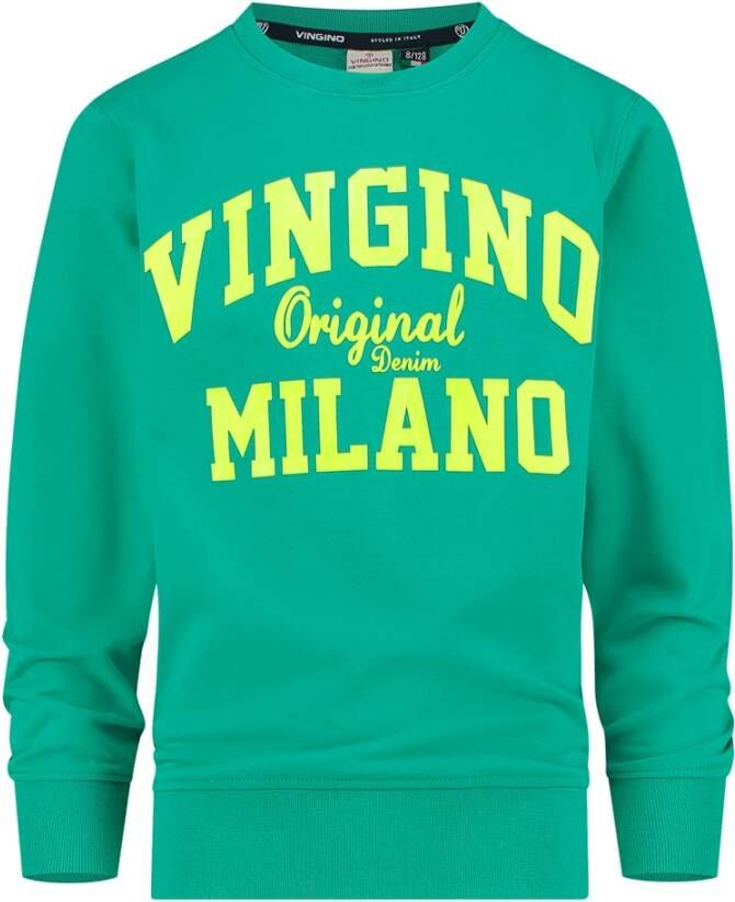 VINGINO ! Jongens Sweater Maat 110 Groen Katoen/elasthan