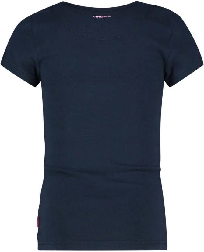Vingino ! Meisjes Shirt Korte Mouw Maat 104 Donkerblauw Katoen/elasthan