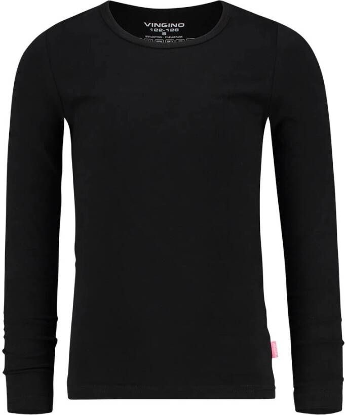 Vingino ! Meisjes Shirt Lange Mouw Maat 176 Zwart Katoen/elasthan