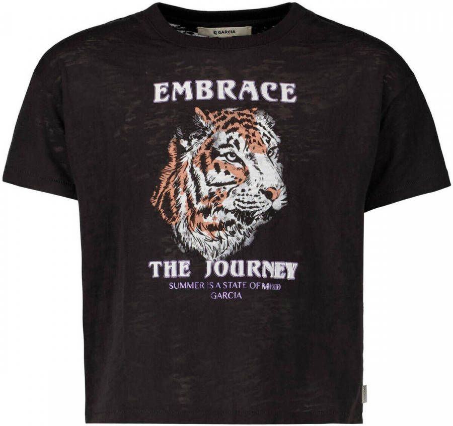 Garcia ! Meisjes Shirt Korte Mouw -- Donkergrijs Katoen/polyester