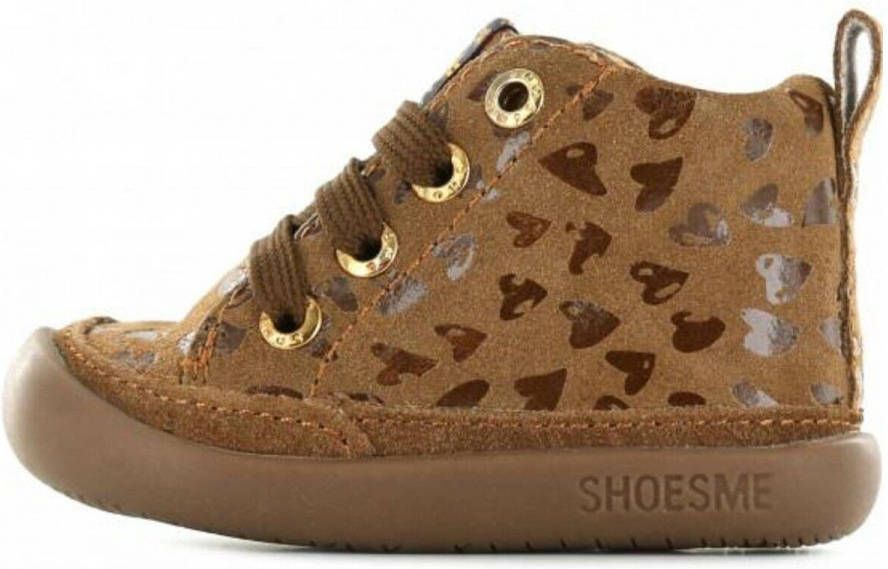 Shoesme BF20W005 A leren babyschoenen met hartjesprint bruin