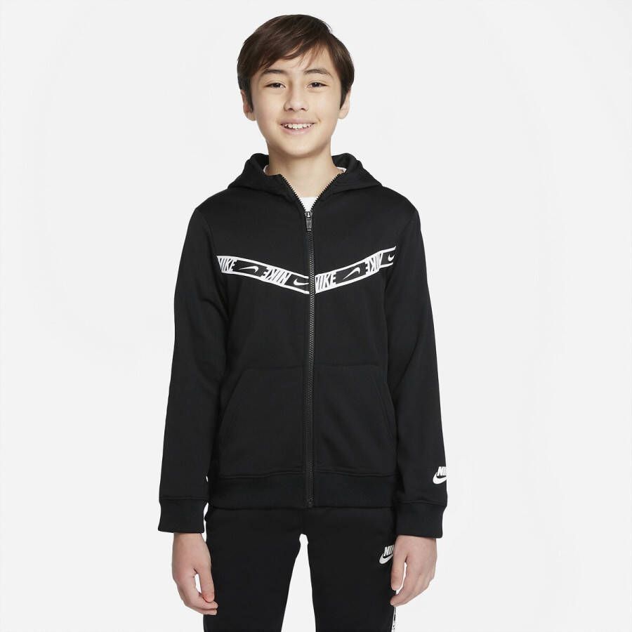 Nike Sportswear Hoodie met rits voor jongens Black/Black/White