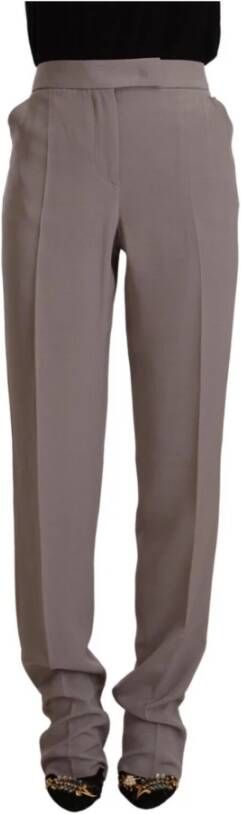 Armani Brown High Waist Silk Tapered Long Pants , Bruin, Dames