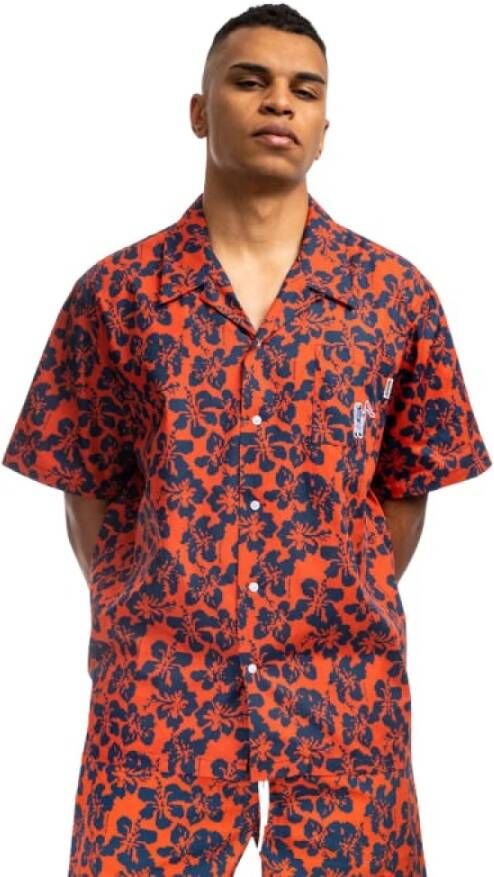 Billionaire Boys Club Hibiscus camo s/s bowling shirt b22216 , Rood, Heren