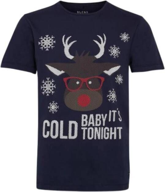 Blend kerst tshirt /donkerblauw