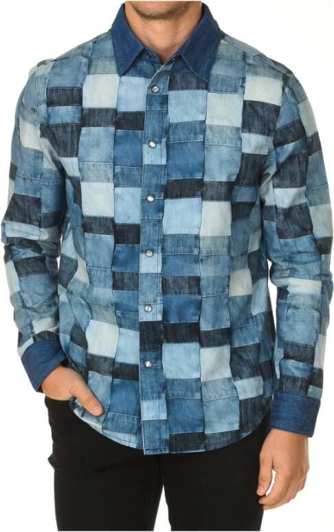 Desigual Casual Overhemden Blauw Heren