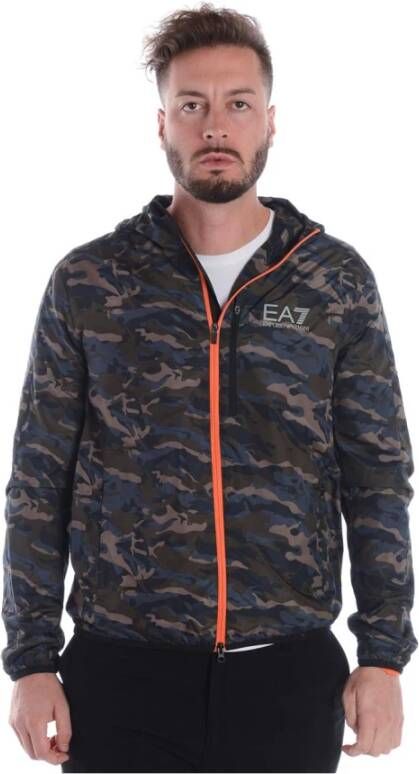 Armani Waterafstotend jack met capuchon en camouflageprint