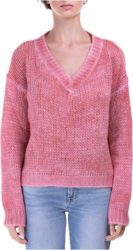 Roberto Collina V hals gebreide kleding , Roze, Dames