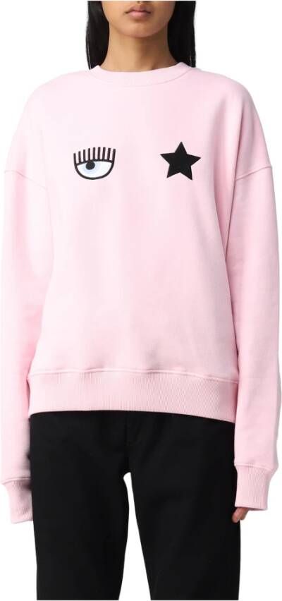 Chiara Ferragni Sweatshirt 317 Eye Star Embro Collection, Roze, Dames