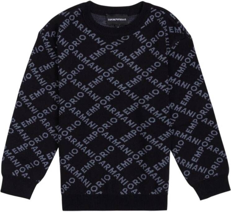 Emporio Armani Trui met Allover Logo , Zwart, Unisex