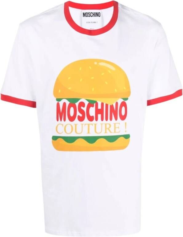 Moschino t shirt Burger à imprimé graphique , Wit, Heren