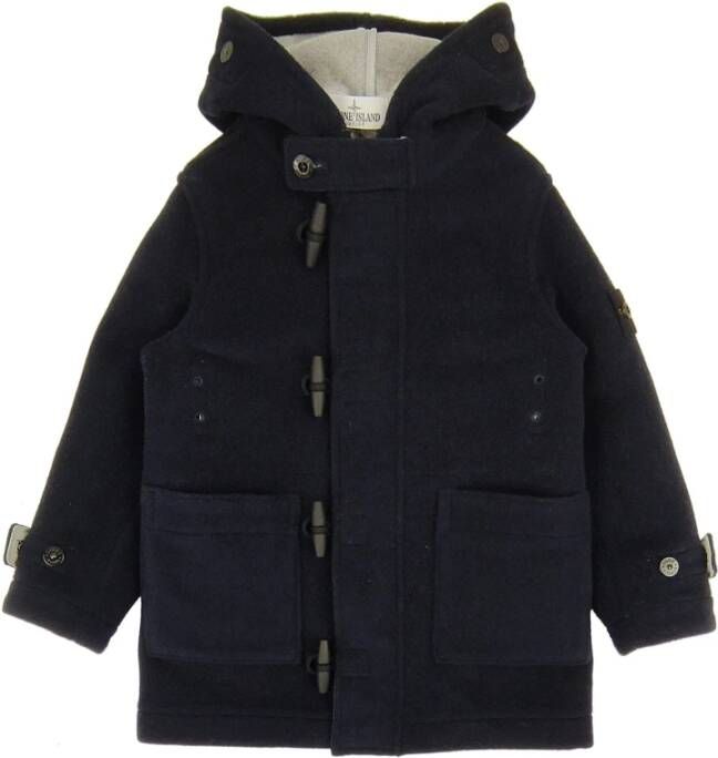 Stone Island Montgomery jas baby in gemengde wol , Blauw, Heren