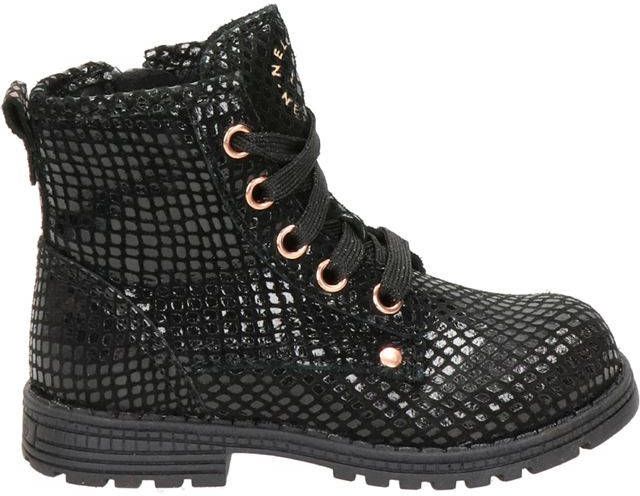 Nelson Kids suède veterboots zwart